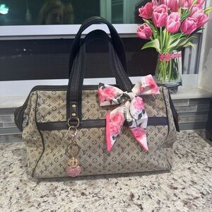 Louis Vuitton Josephine dark Navy Blue Monogram Mini Lin Handbag